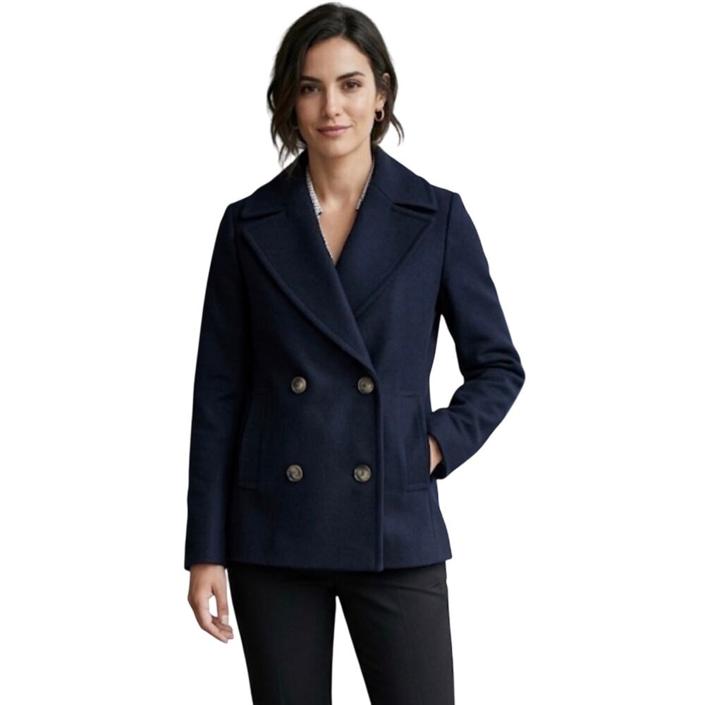 Harris Wharf Loro Piana Diagonal Peacoat Jacket in Navy 38 US S